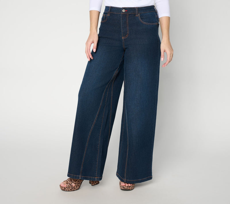 Peace Love World Regular Full Length Wide Leg Denim Pants w/Gusset — View 3