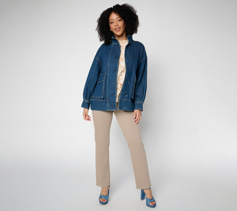 Peace Love World Black Label Denim Jacket w/ Billow Sleeve — View 5