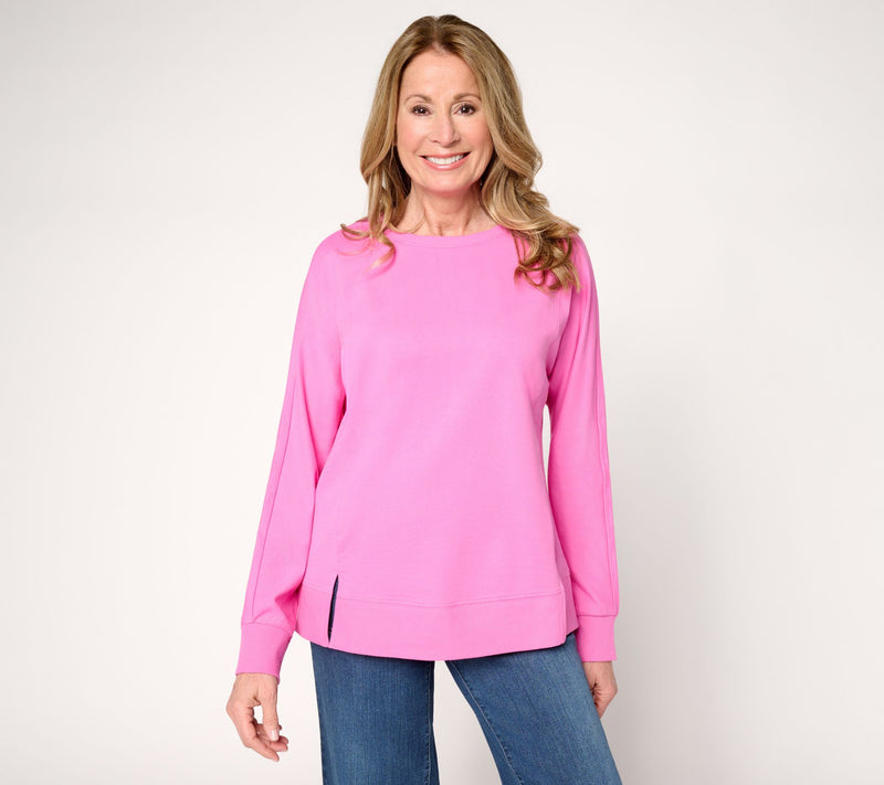 Belle by Kim Gravel French Terry Topstitched Double Vent Top — Main view