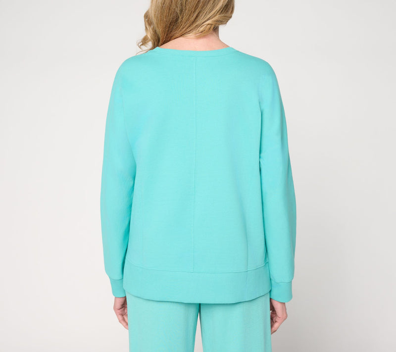Belle by Kim Gravel French Terry Topstitched Double Vent Top — View 18