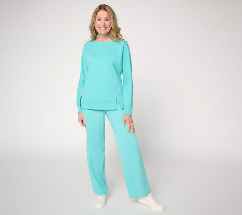 Belle by Kim Gravel French Terry Topstitched Double Vent Top — View 19