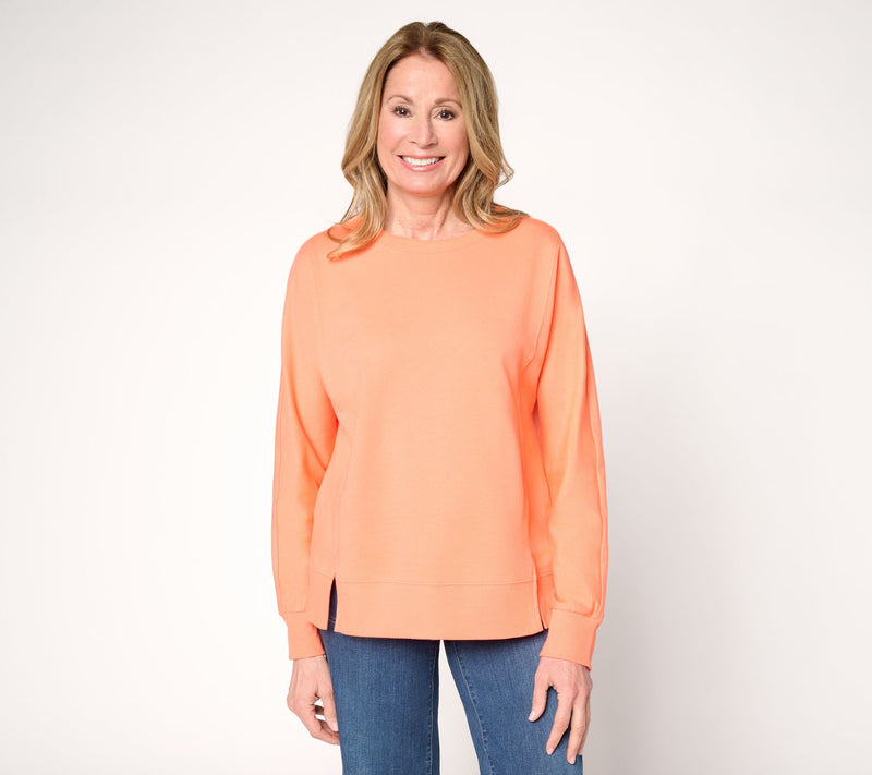 Belle by Kim Gravel French Terry Topstitched Double Vent Top — View 11