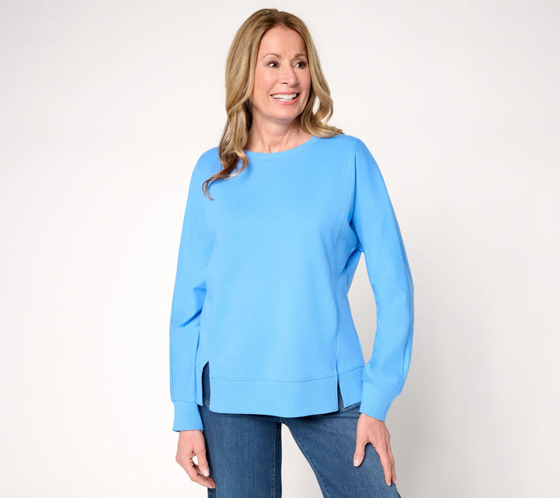 Belle by Kim Gravel French Terry Topstitched Double Vent Top — View 9