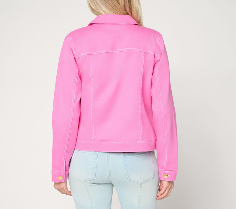 Belle by Kim Gravel TripleLuxe Topstitched Jean Jacket — View 4
