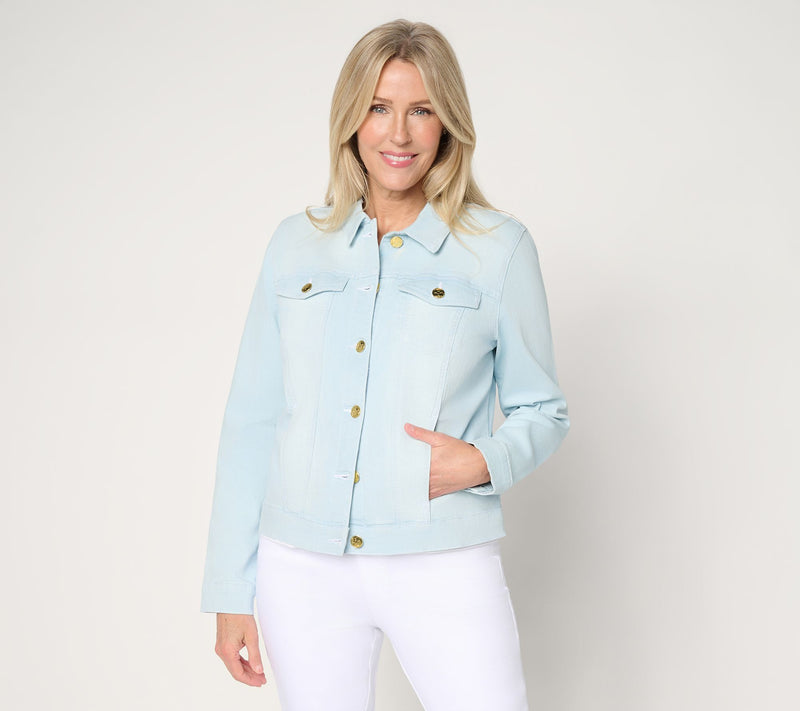 Belle by Kim Gravel TripleLuxe Topstitched Jean Jacket — View 18
