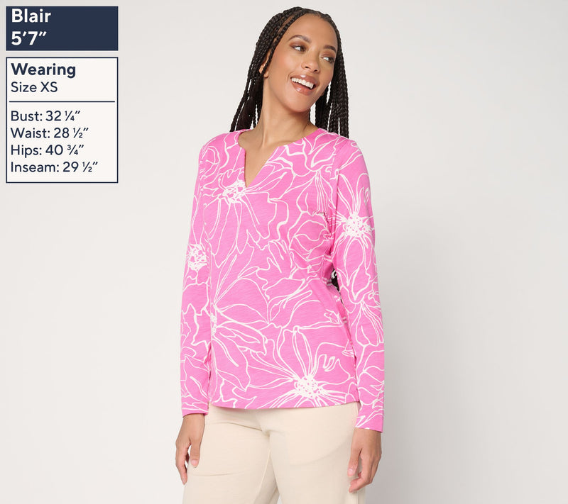 Belle by Kim Gravel Slub Knit Botanica Floral Top — View 2