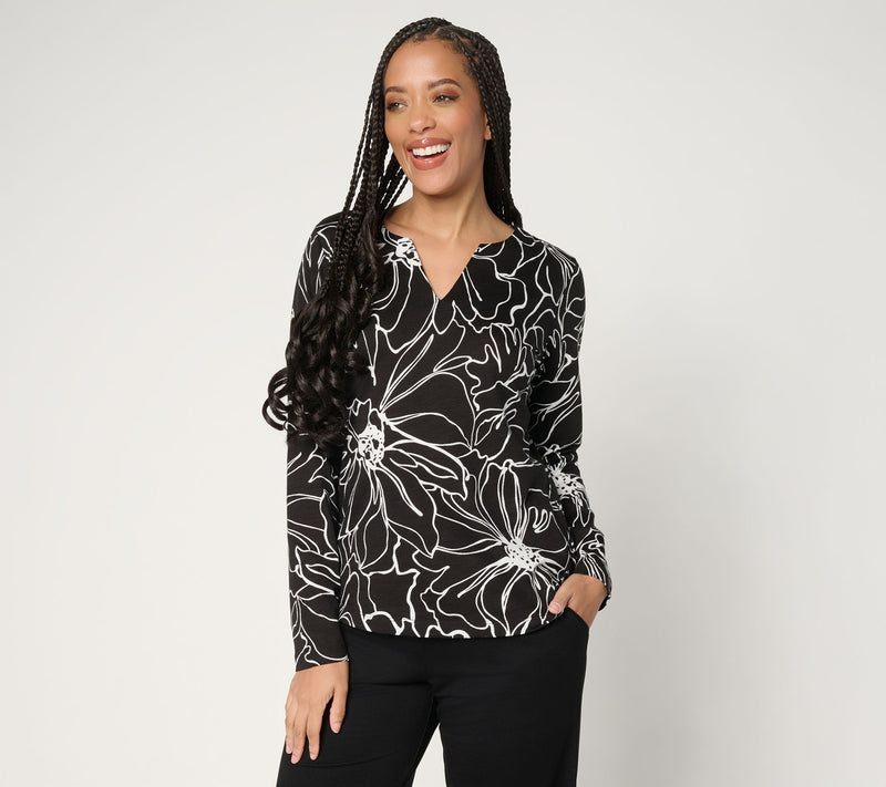 Belle by Kim Gravel Slub Knit Botanica Floral Top — View 10