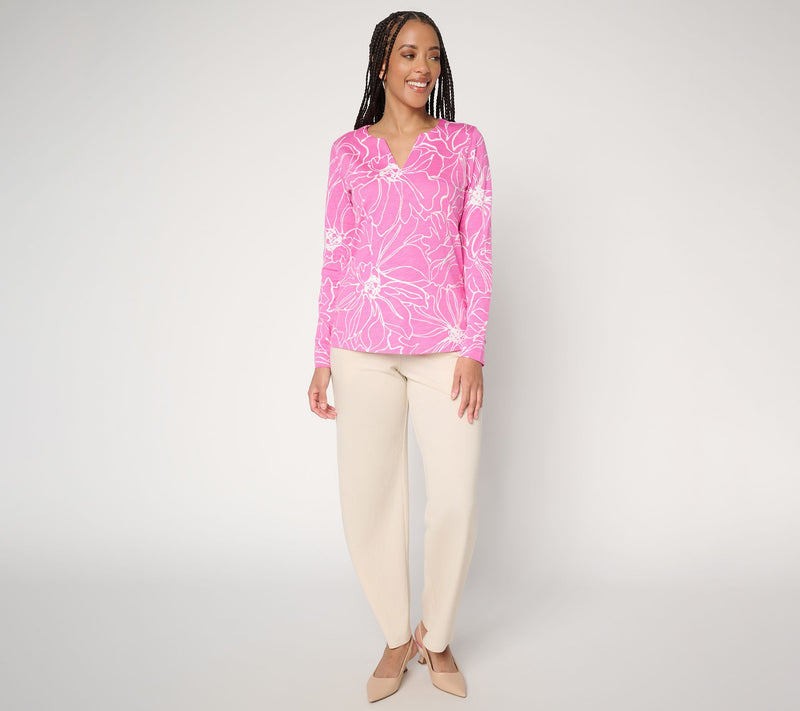 Belle by Kim Gravel Slub Knit Botanica Floral Top — View 4