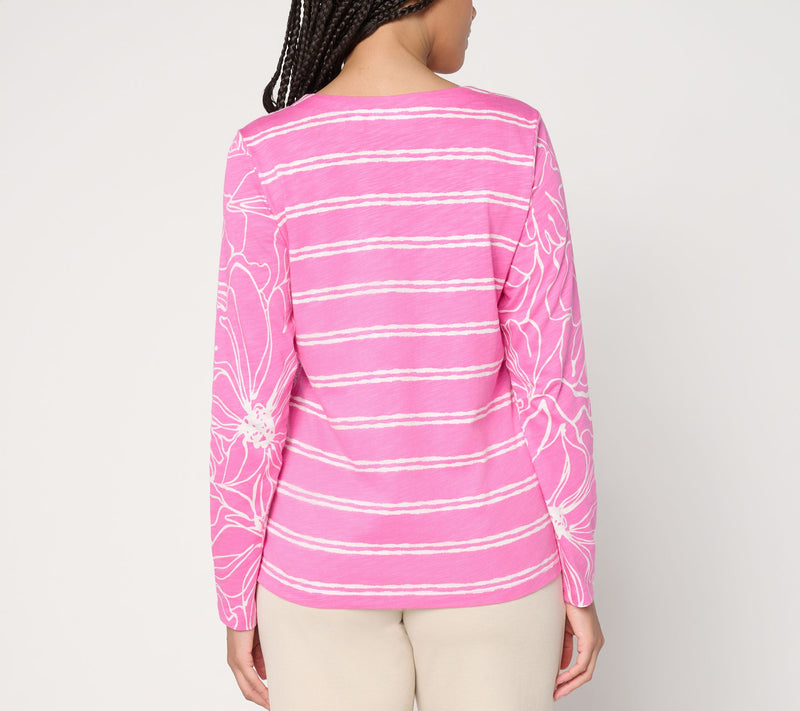 Belle by Kim Gravel Slub Knit Botanica Floral Top — View 3