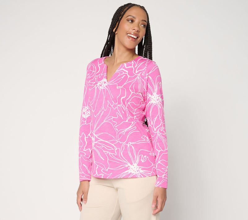 Belle by Kim Gravel Slub Knit Botanica Floral Top — Main view