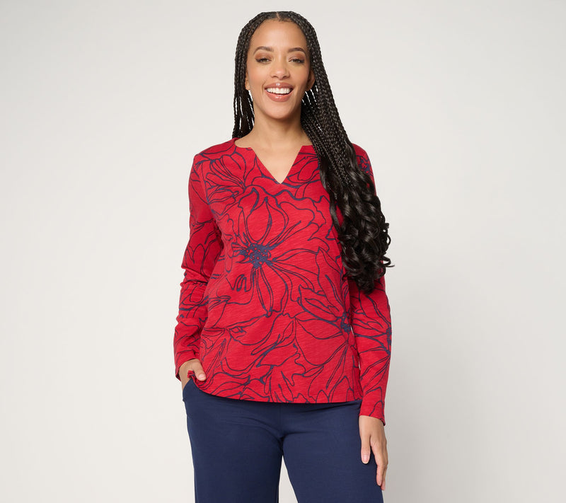 Belle by Kim Gravel Slub Knit Botanica Floral Top — View 12