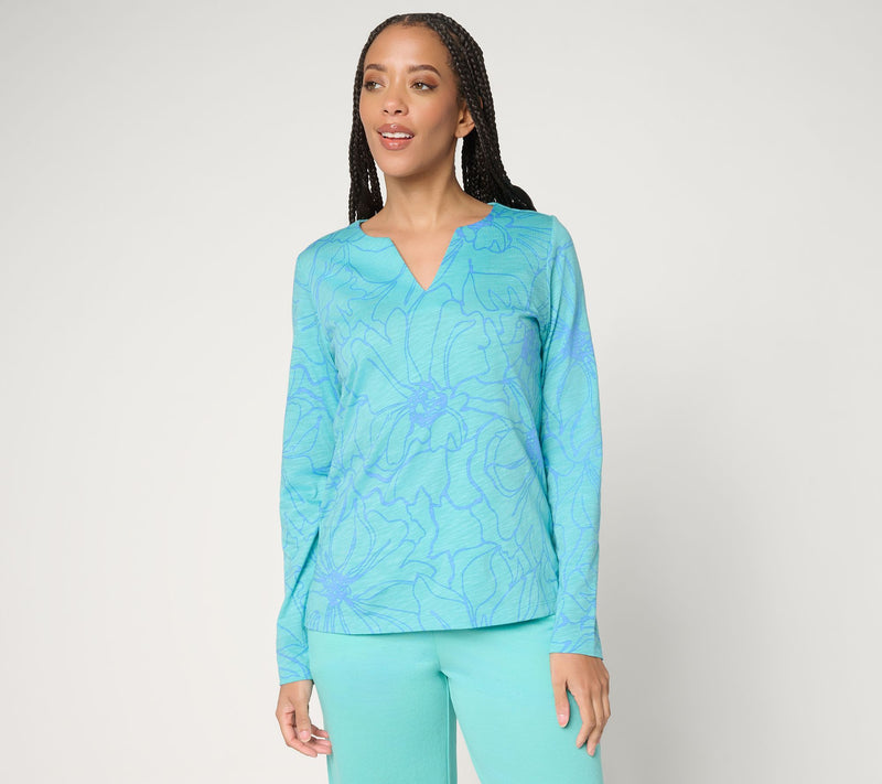 Belle by Kim Gravel Slub Knit Botanica Floral Top — View 13