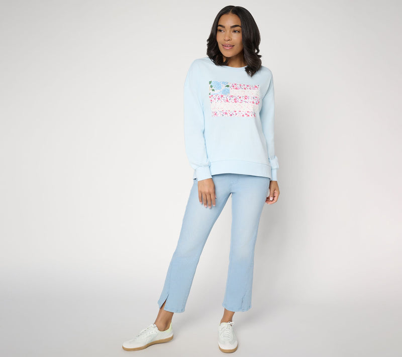Belle by Kim Gravel Vintage Floral Patchwork Flag Sweatshirt — View 5