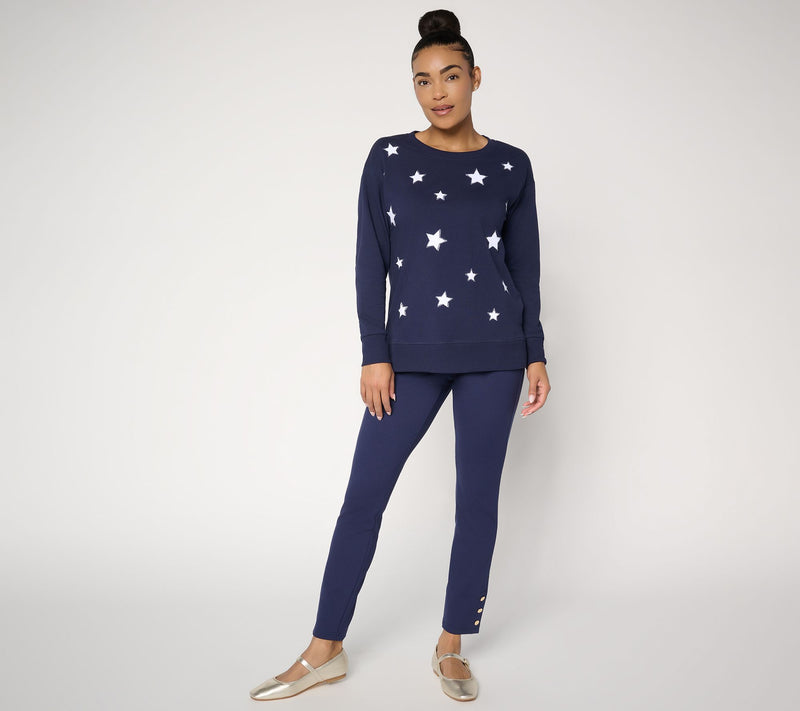 Belle by Kim Gravel French Terry Oh My Stars! Slouchy Top — View 5
