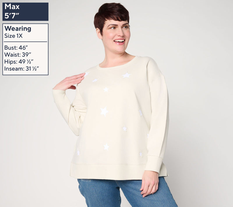 Belle by Kim Gravel French Terry Oh My Stars! Slouchy Top — View 2