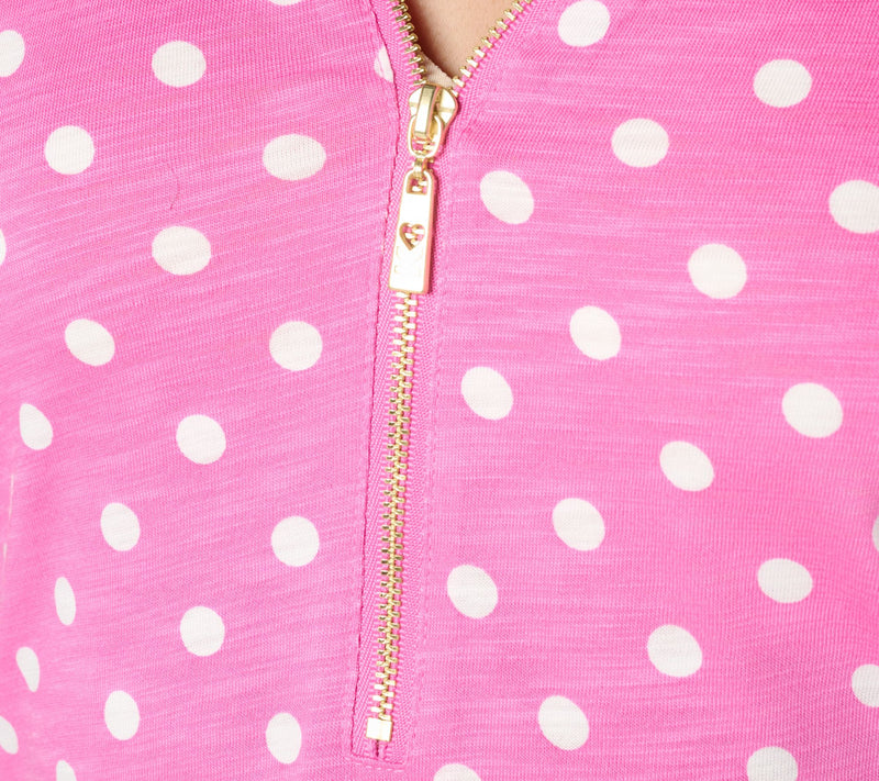 Belle by Kim Gravel Polka Dot Signature Zip Knit Top — View 6