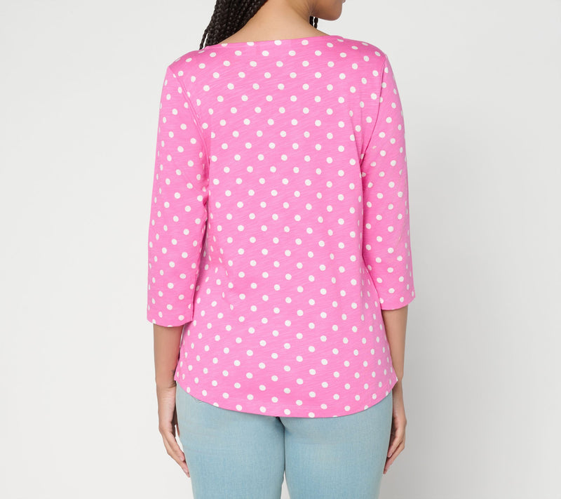 Belle by Kim Gravel Polka Dot Signature Zip Knit Top — View 4