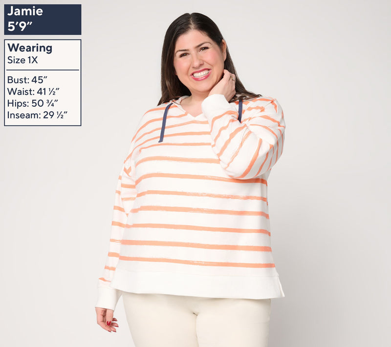 Belle by Kim Gravel French Terry Boardwalk Stripe Hoodie — View 2