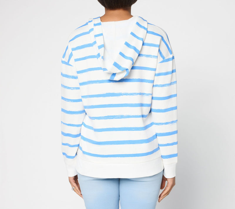 Belle by Kim Gravel French Terry Boardwalk Stripe Hoodie — View 4