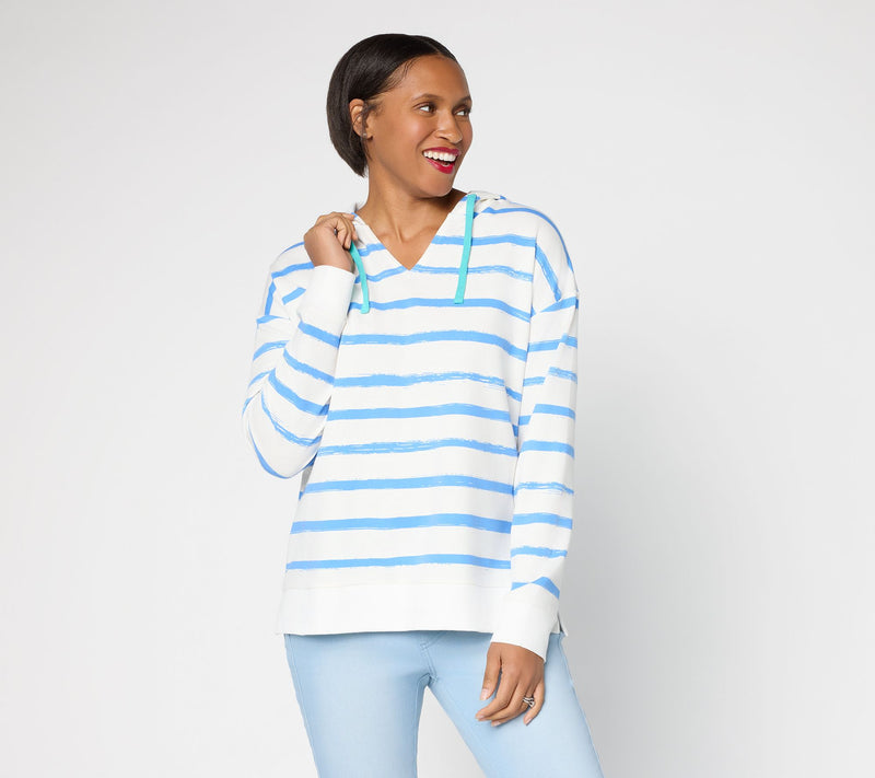 Belle by Kim Gravel French Terry Boardwalk Stripe Hoodie — View 12