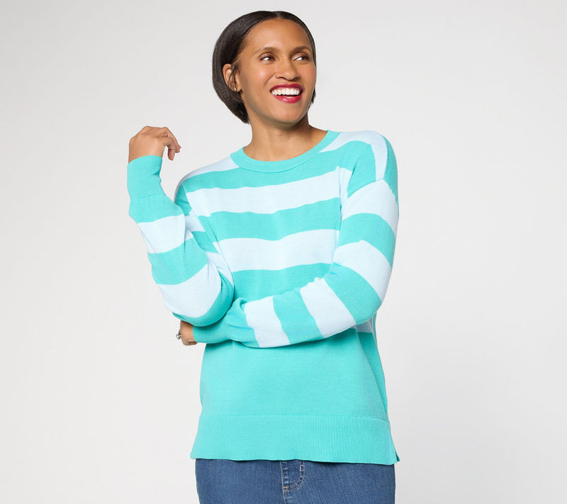 Belle by Kim Gravel Dockside Stripe Crewneck Sweater — Main view