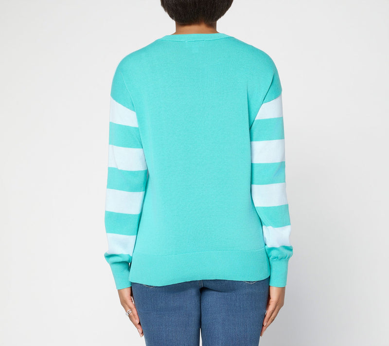 Belle by Kim Gravel Dockside Stripe Crewneck Sweater — View 4