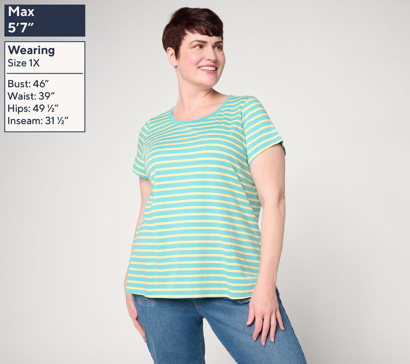 Belle by Kim Gravel TripleLuxe Knit Tonal Stripe Top — View 6