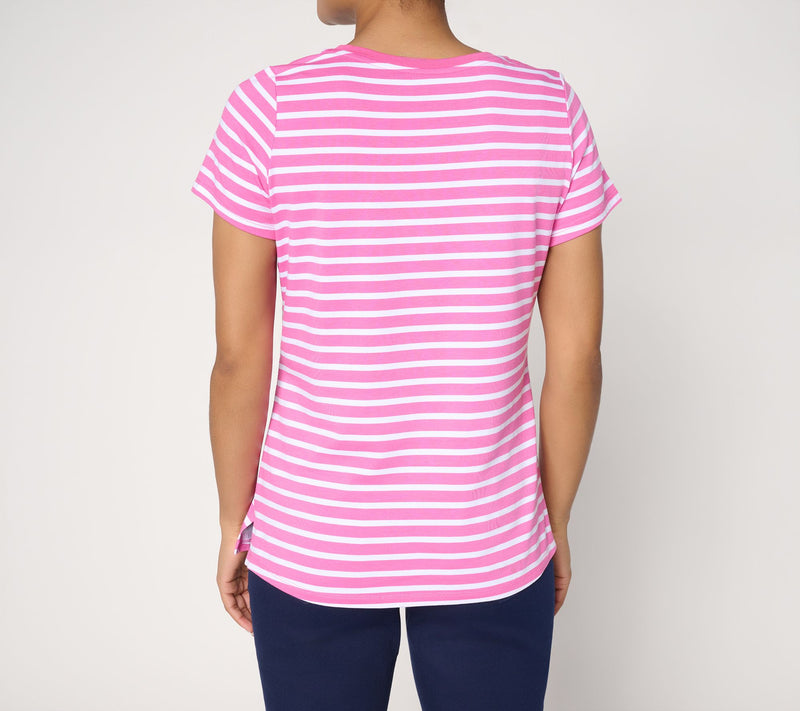 Belle by Kim Gravel TripleLuxe Knit Tonal Stripe Top — View 8
