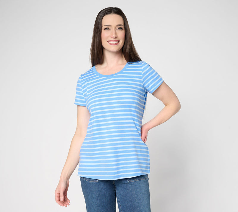 Belle by Kim Gravel TripleLuxe Knit Tonal Stripe Top — View 2