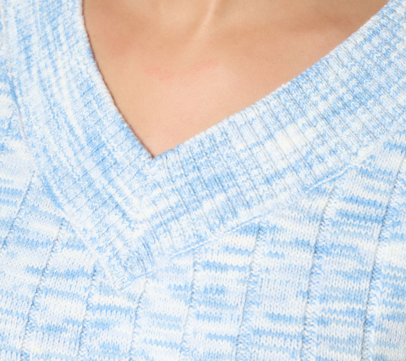 AnyBody Spacedye V-Neck Cap Sleeve Pullover Sweater — View 5