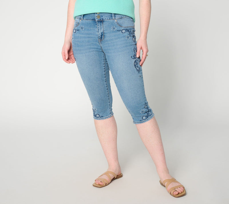 Seven7 Jeans No Gap Skimmer Jeans- Desert Dust Embroidery — View 3