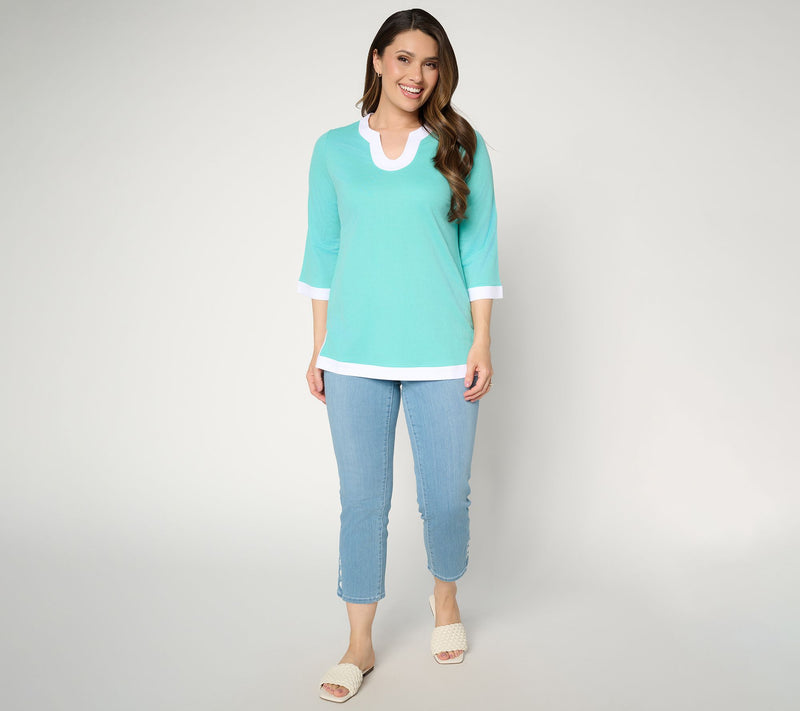 Belle by Kim Gravel Petite Cabana Knit Yacht Club Tunic — View 15