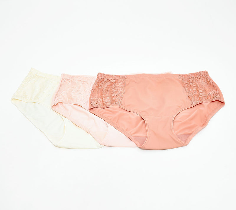 Breezies Soft Support Lace Brief Panty Set of 3 — View 9