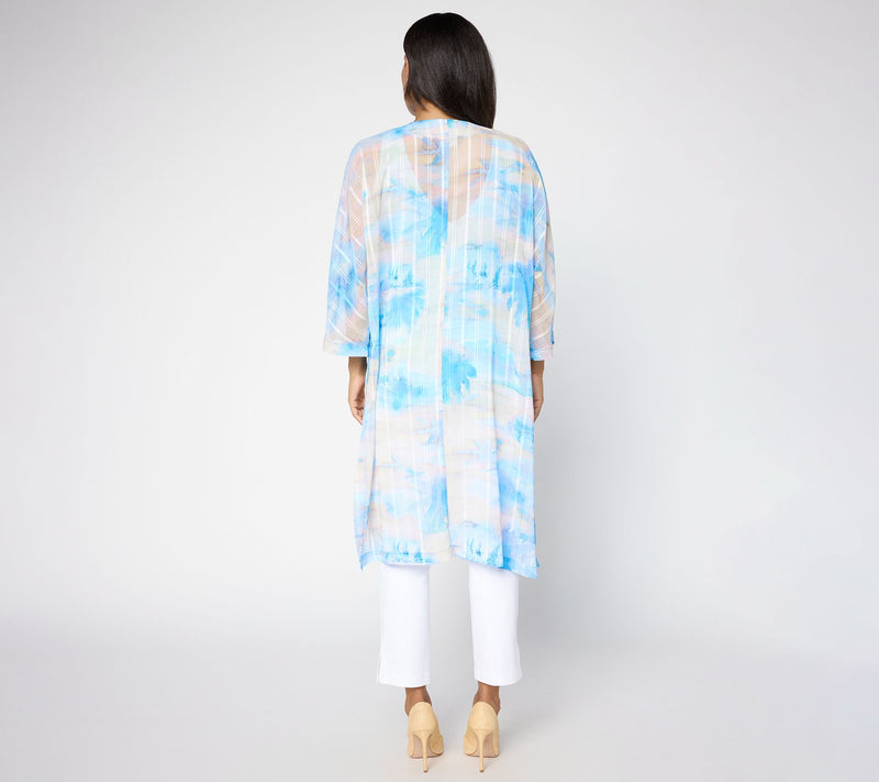 Dennis Basso Petite Print Ribbon Stripe Topper — View 3
