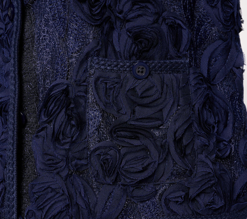 Dennis Basso Organza Rosettes Jacket with Braided Trim — View 6
