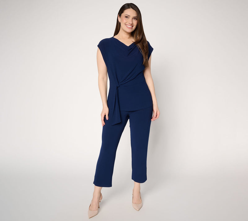 Dennis Basso Regular Slim Leg Caviar Crepe Crop Pant — View 13