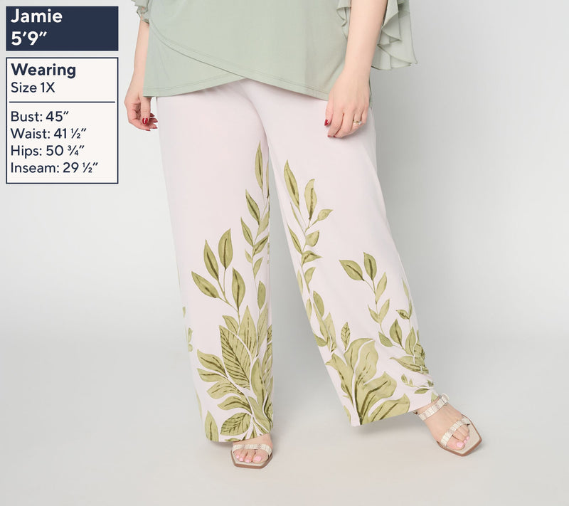 Dennis Basso Petite Tropical Print Italia Knit Wide Leg Pants — View 2
