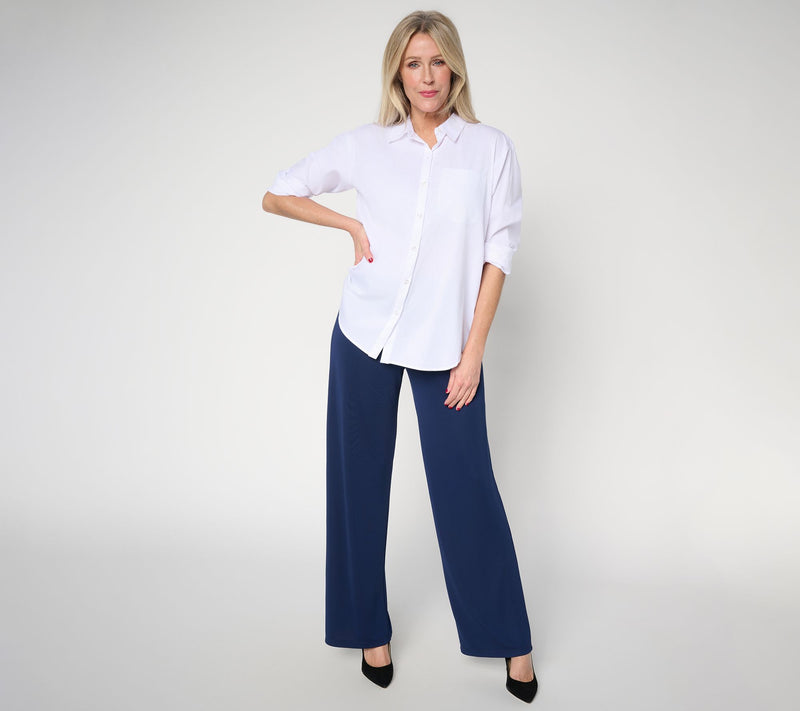 Dennis Basso Regular Luxe Jersey Wide Leg Pant with ant Wide Waistband — View 5