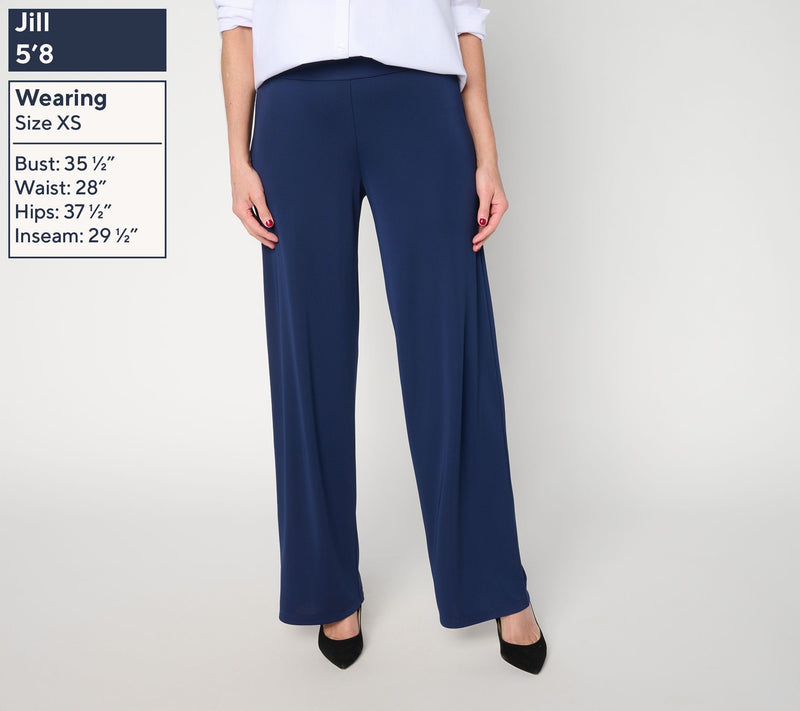 Dennis Basso Petite Luxe Jersey Wide Leg Pant with Wide Waistband — View 3