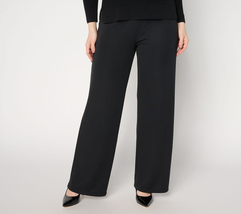 Dennis Basso Petite Luxe Jersey Wide Leg Pant with Wide Waistband — View 10