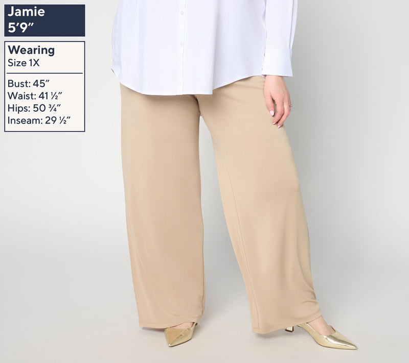 Dennis Basso Petite Luxe Jersey Wide Leg Pant with Wide Waistband — View 2