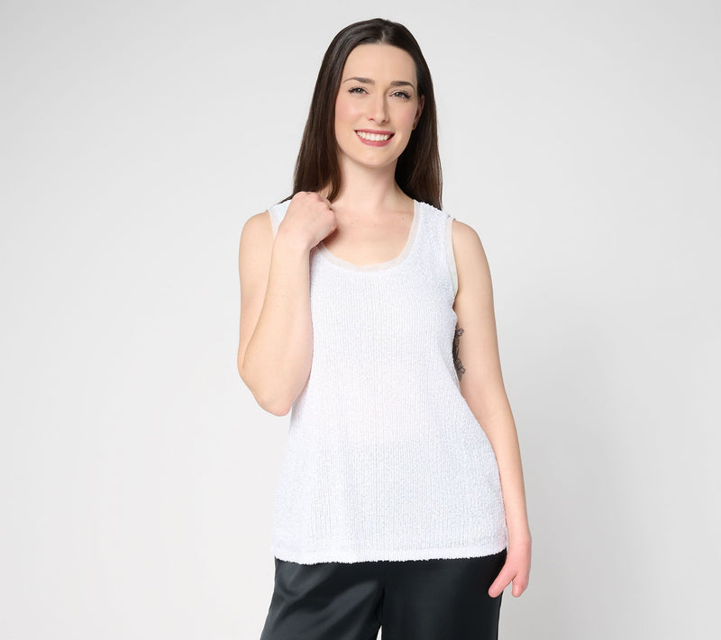 Dennis Basso Sequin Mesh Scoop Neck Tank — View 11