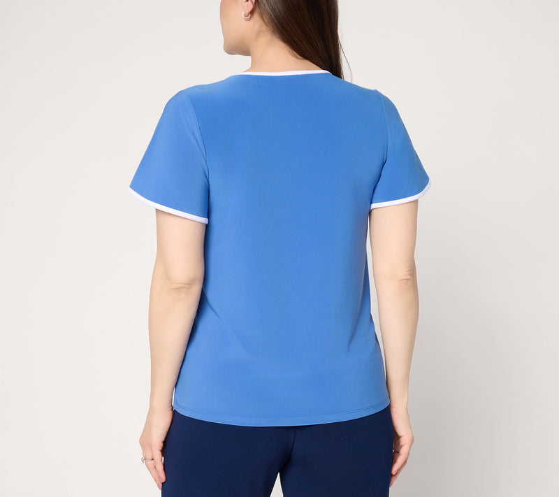 Dennis Basso Flounce Sleeve Italia Knit Top — View 4