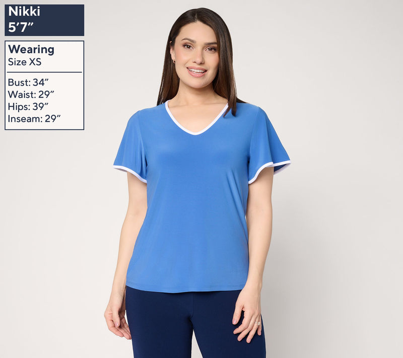Dennis Basso Flounce Sleeve Italia Knit Top — View 3