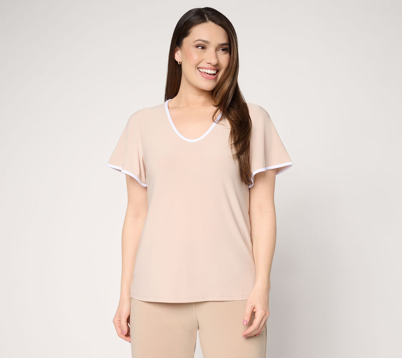 Dennis Basso Flounce Sleeve Italia Knit Top — View 11