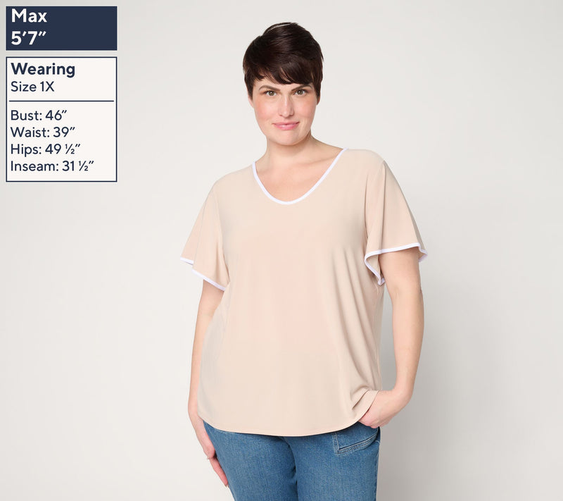 Dennis Basso Flounce Sleeve Italia Knit Top — View 2