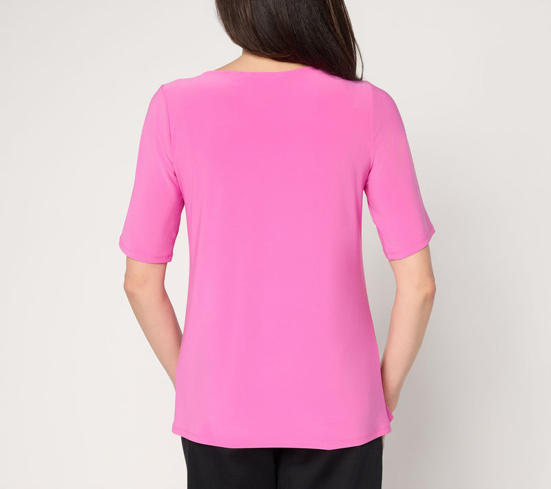 Dennis Basso Basics Italia Knit Swoop Neck Top — View 4