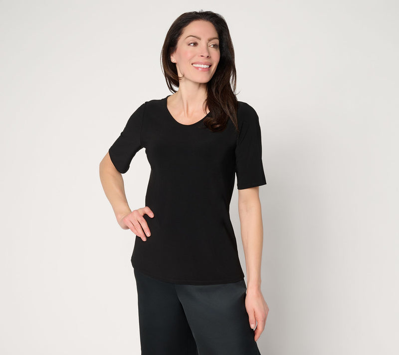 Dennis Basso Basics Italia Knit Swoop Neck Top — View 12