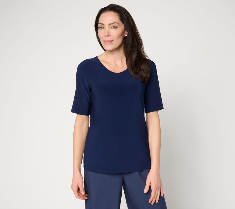Dennis Basso Basics Italia Knit Swoop Neck Top — View 13