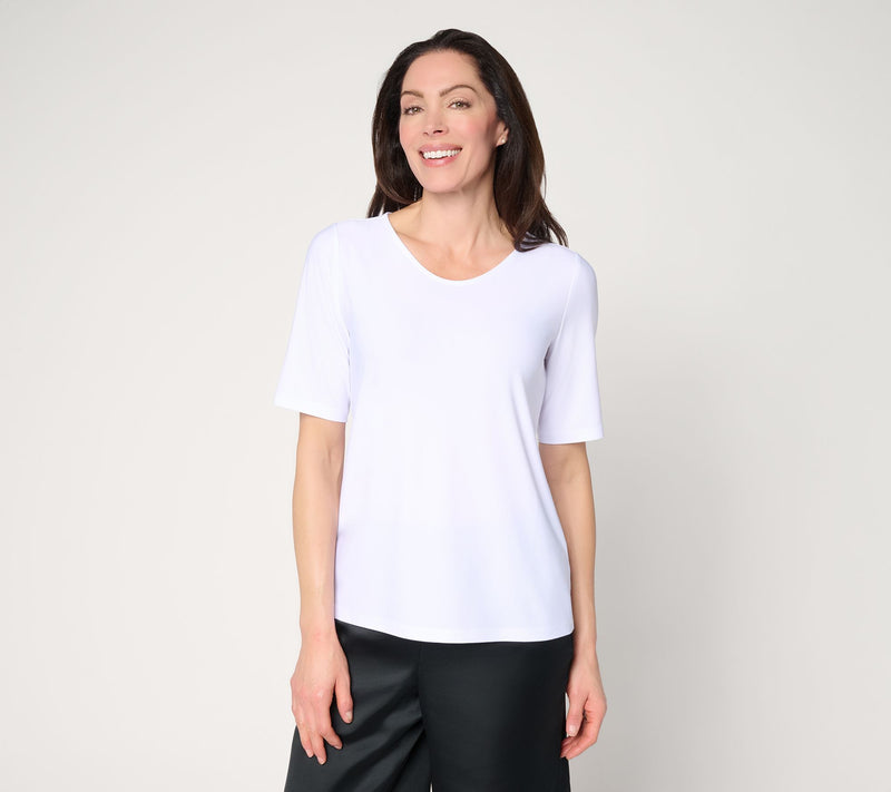 Dennis Basso Basics Italia Knit Swoop Neck Top — View 14